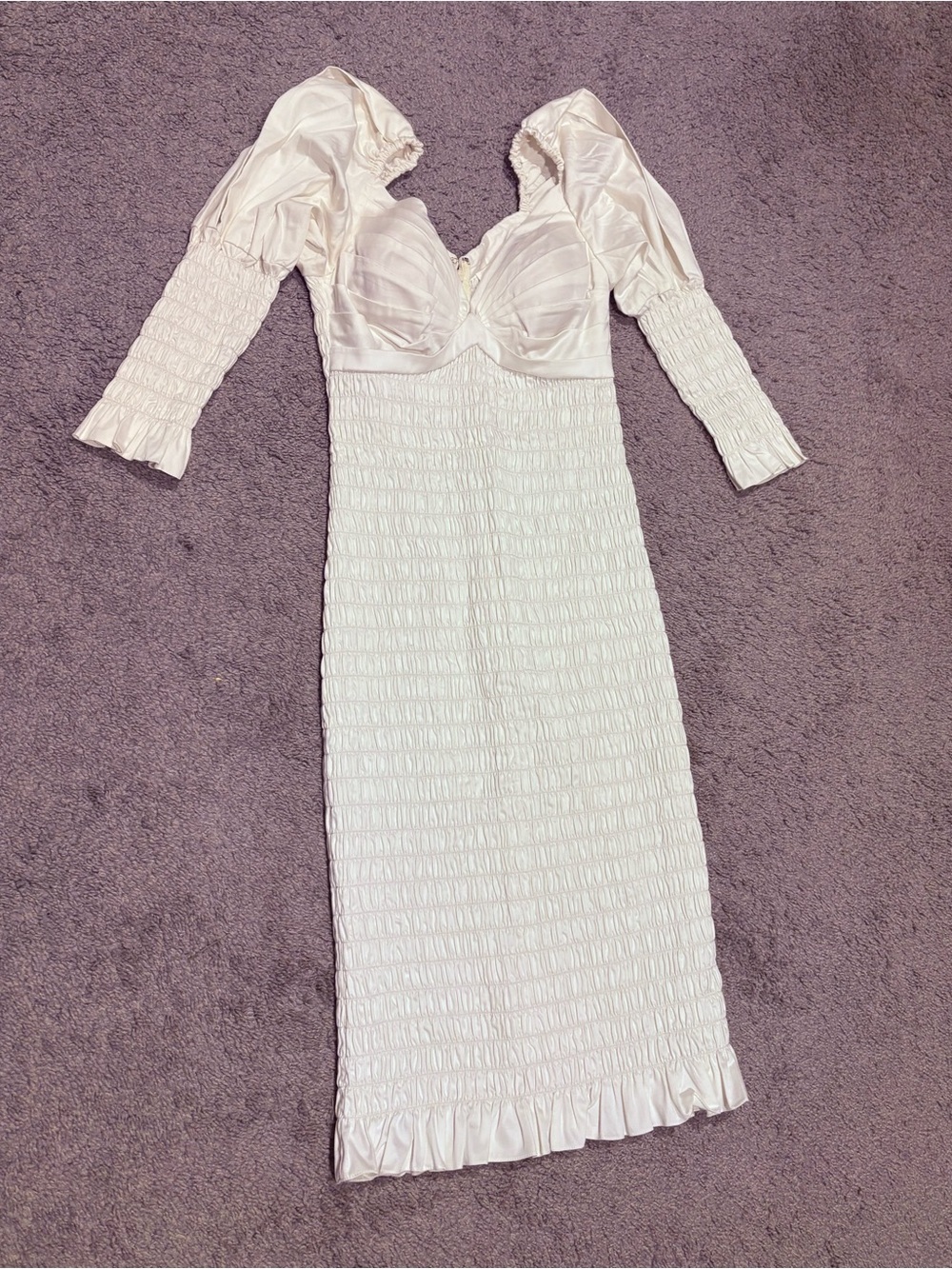 Alejandra Alonso Rojas New Long Sleeve Ruched Bodycon Cotton Dress Size 4 - Picture 6 of 16